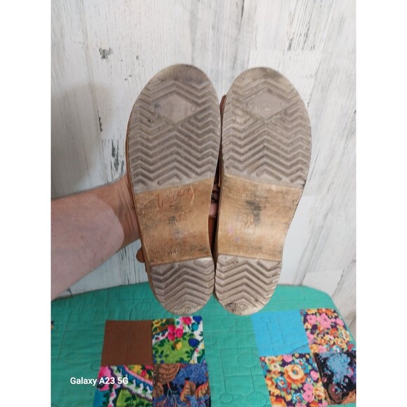 MIA Anja Briwn Leather Open Toe Slingback Wooden Clogs EU 38 US 7.5-8 - Picture 2 of 9